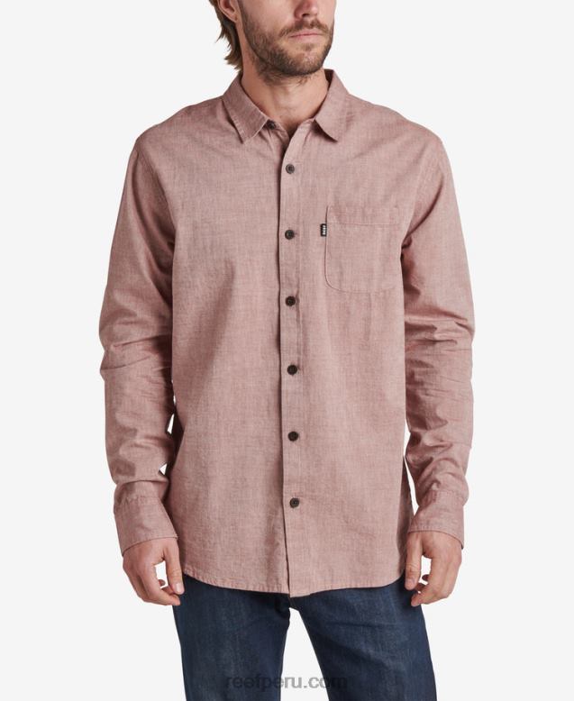 camisa de manga larga de estuardo caoba 0RZL2657 hombres Reef