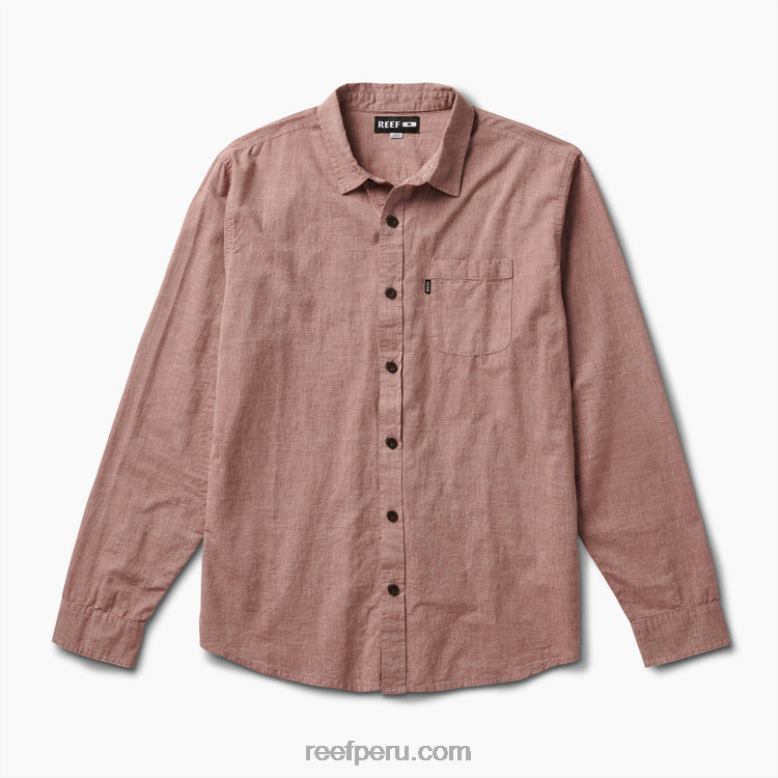 camisa de manga larga de estuardo caoba 0RZL2657 hombres Reef