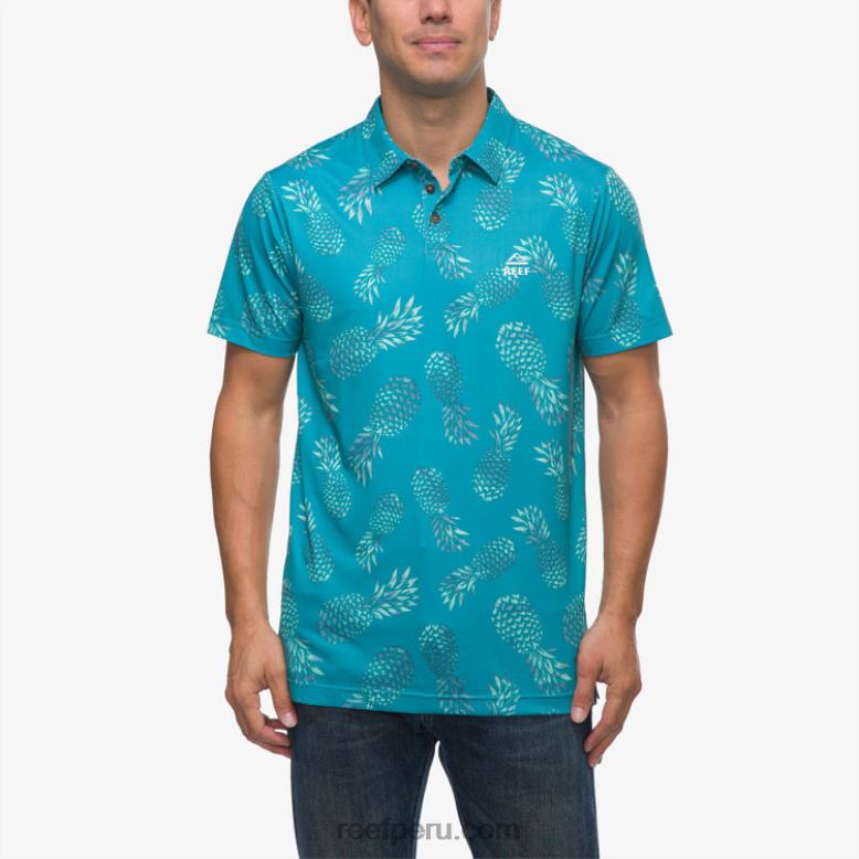 polo de manga corta con volante azulejo azul 0RZL2652 hombres Reef