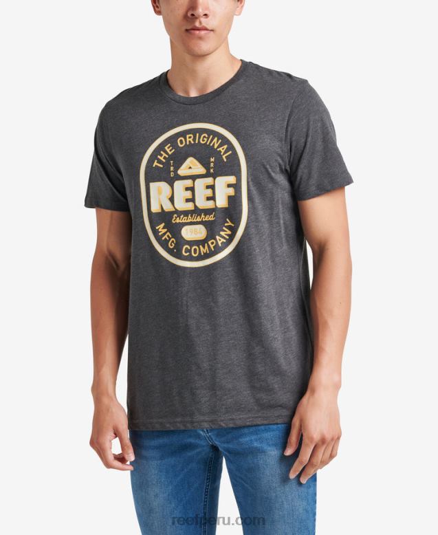 camiseta de manga corta clark flameada carbón vegetal 0RZL2601 hombres Reef