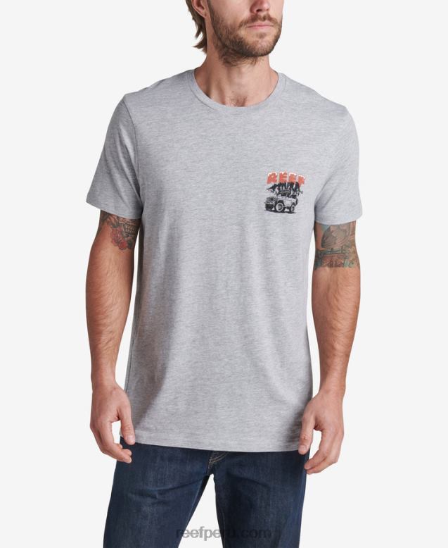 camiseta de manga corta de madera cuero gris 0RZL2587 hombres Reef