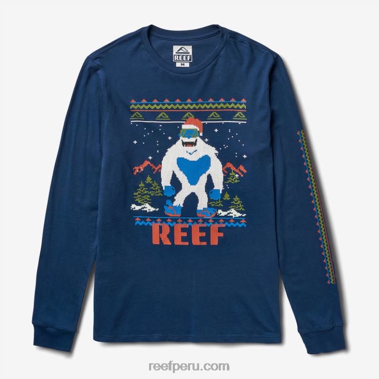 camiseta de manga larga con animal fiestero insignias azules 0RZL2595 hombres Reef