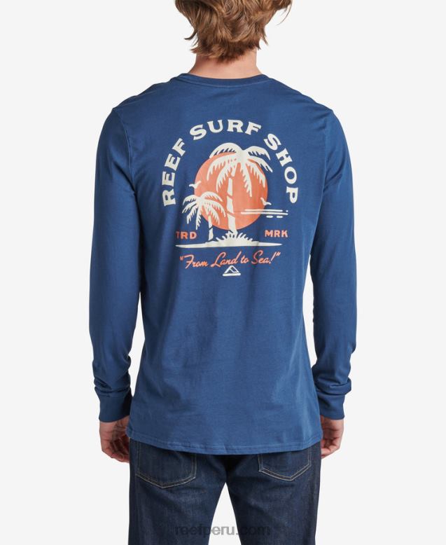 playera de manga larga con diseño aleatorio insignias azules 0RZL2612 hombres Reef