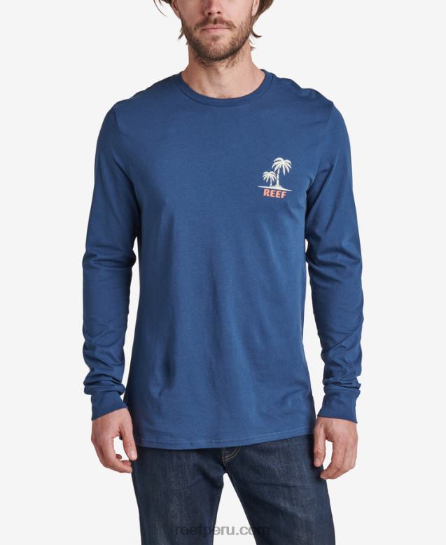 playera de manga larga con diseño aleatorio insignias azules 0RZL2612 hombres Reef