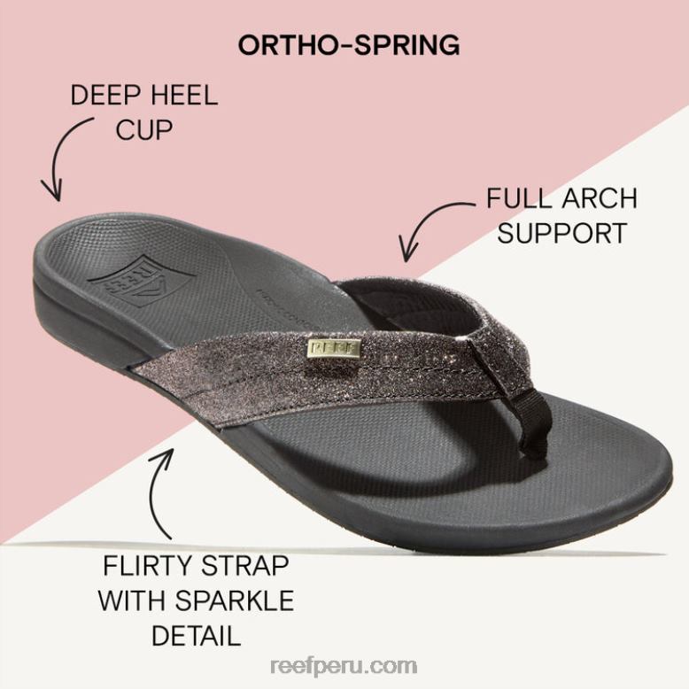 arrecife orto-resorte brillo negro/negro 0RZL243 mujer