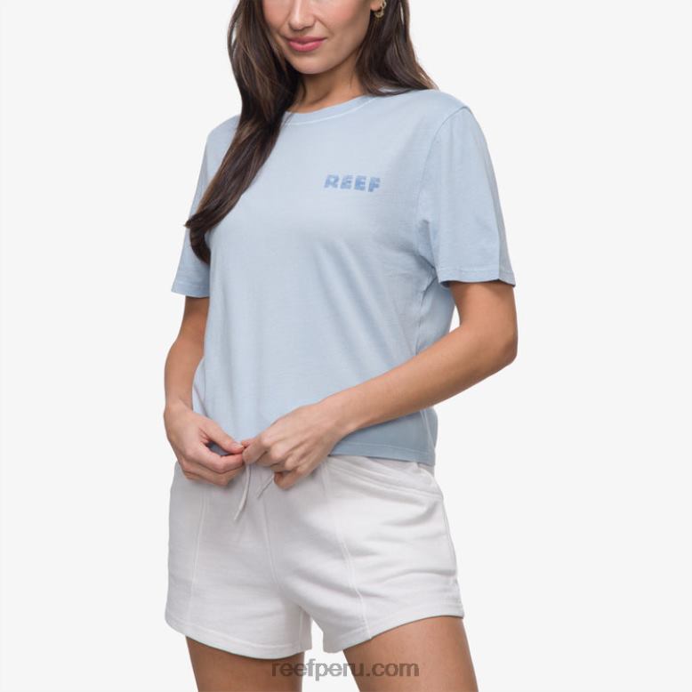 camiseta corta de manga corta con fuente ruta aérea 0RZL2269 mujer Reef