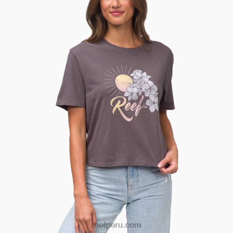 camiseta corta de manga corta plumeria gris 0RZL2279 mujer Reef
