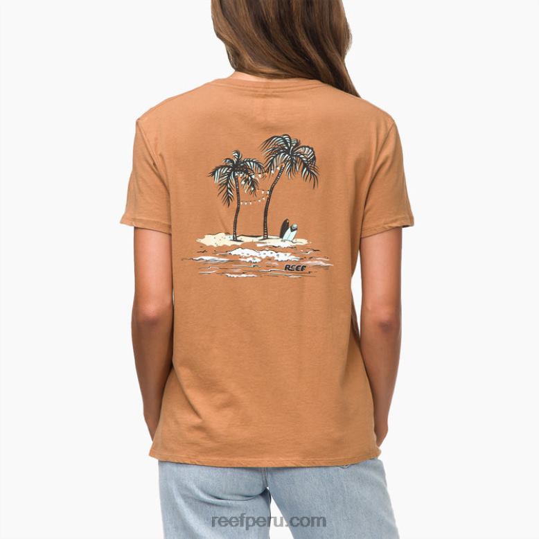 camiseta de manga corta vacay marrón 0RZL2275 mujer Reef