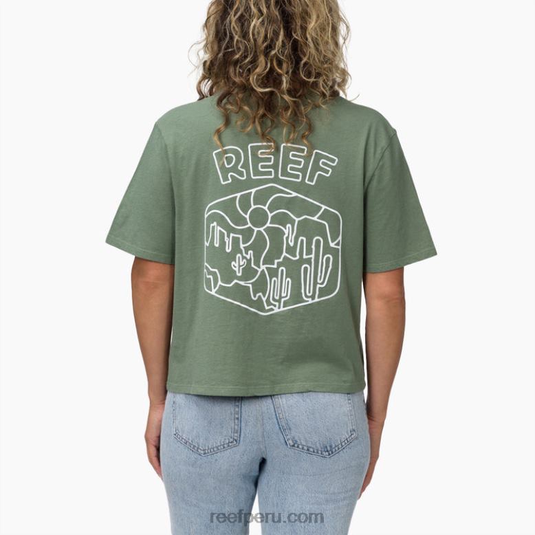 playera boxy de manga corta con cactus espuma marina 0RZL2277 mujer Reef