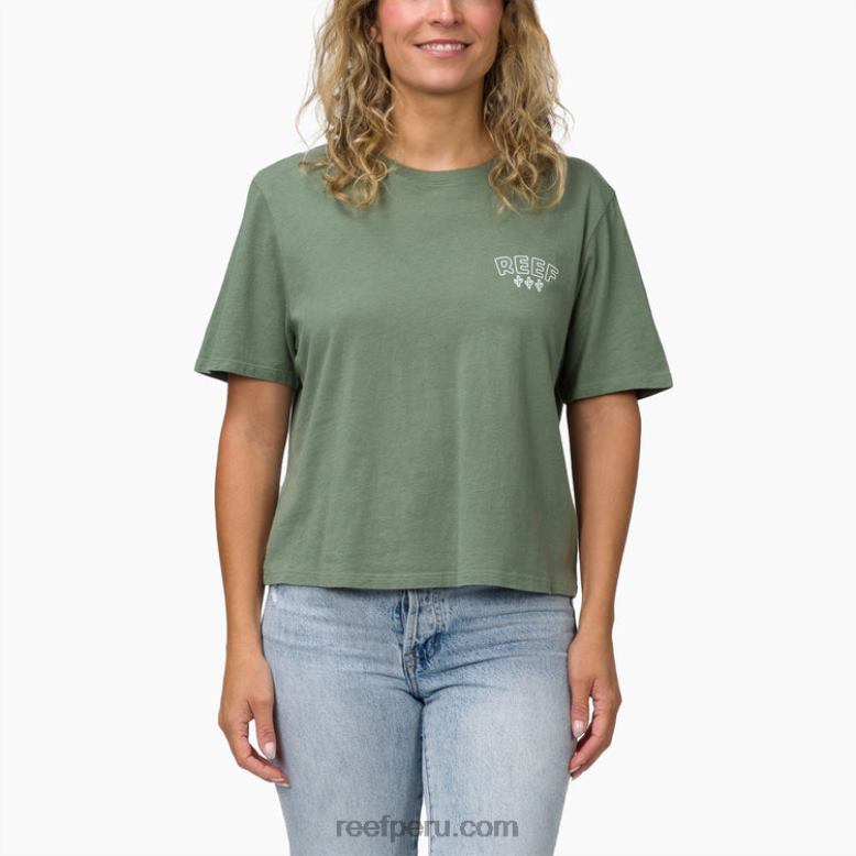 playera boxy de manga corta con cactus espuma marina 0RZL2277 mujer Reef